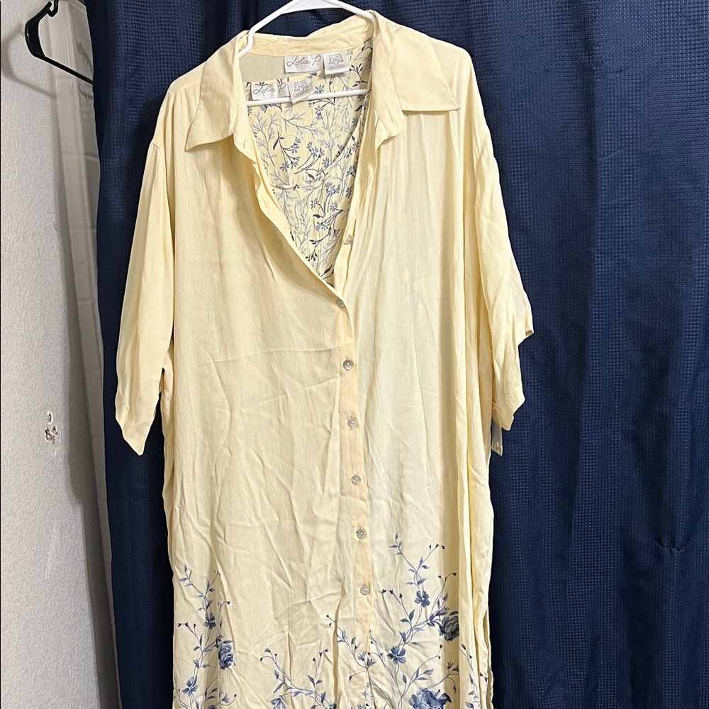 Lola Cream and Blue Floral Dress